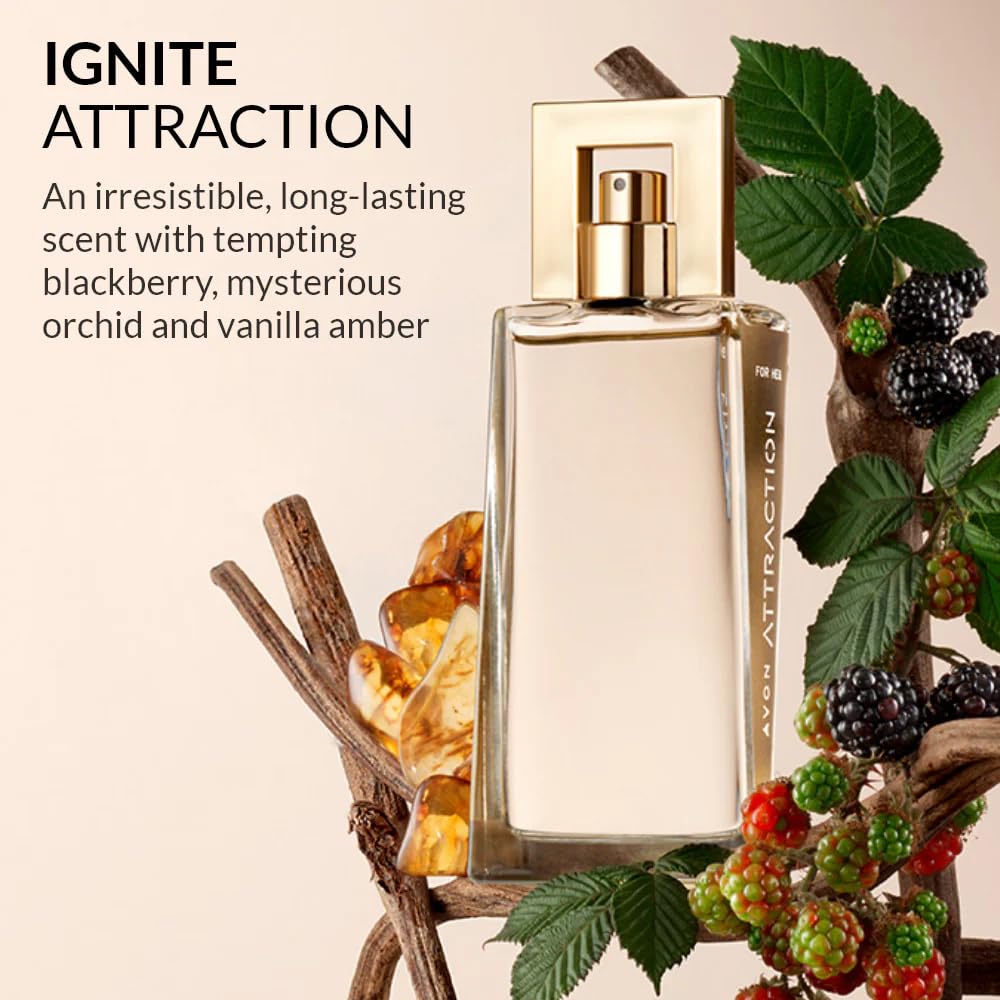 AVON Attraction EDP packaging shown as gift-ready elegant presentation