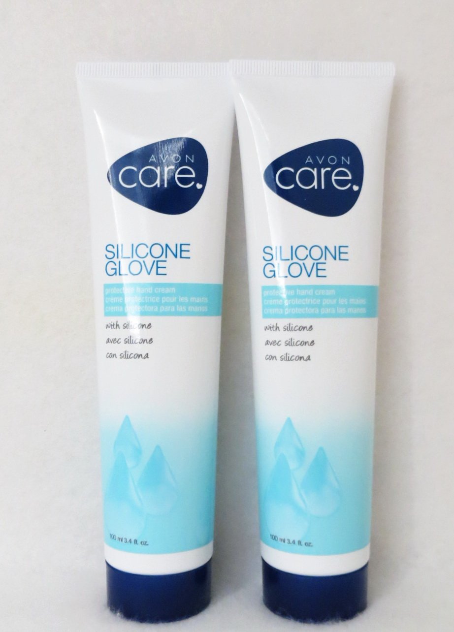 AVON Care Silicone Glove Hand Cream front view showing two-pack for everyday protection