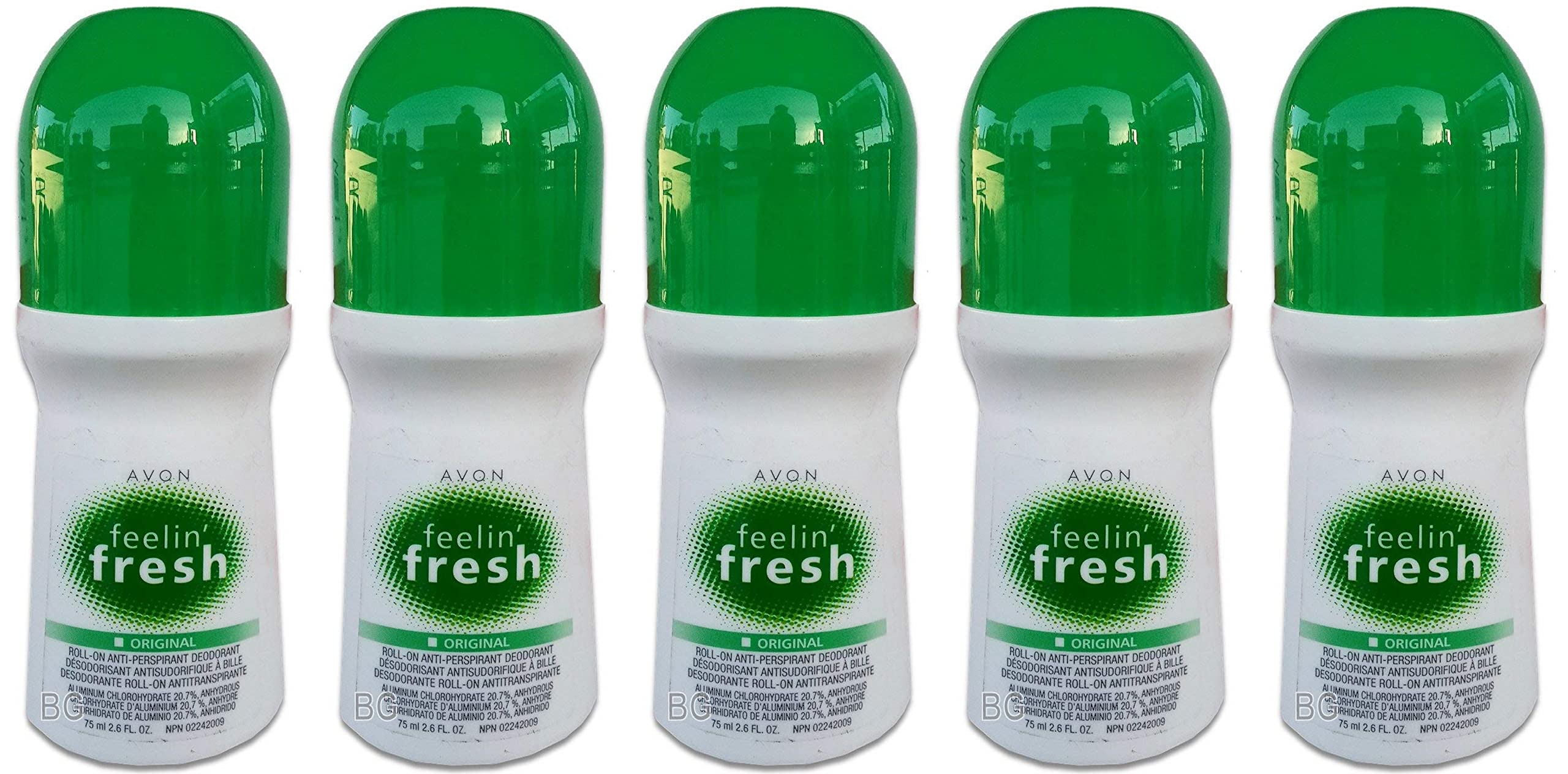 Avon's Feelin Fresh deodorant 5-pack sticks for daily freshness and odor control.