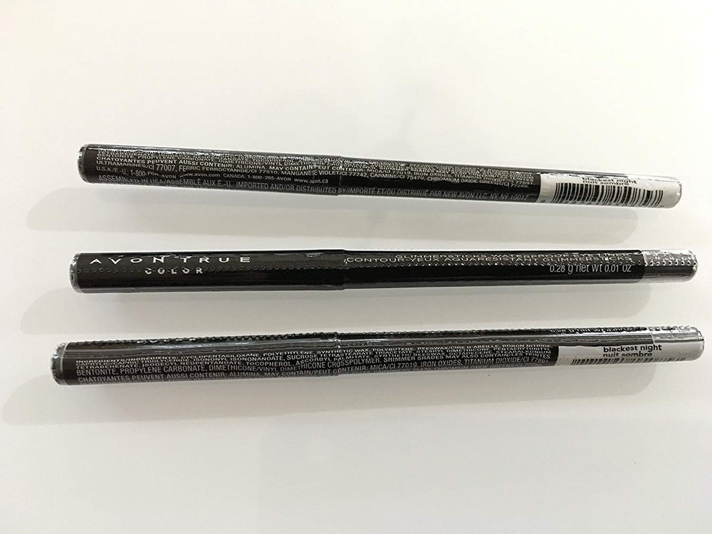 Avon Glimmersticks Waterproof Eye Liner Blackest Night swatch showing subtle lift and shimmer