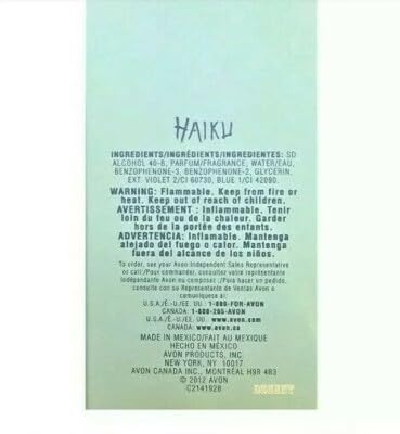 AVON Haiku EDP on wrist demonstrates portable fragrance use.