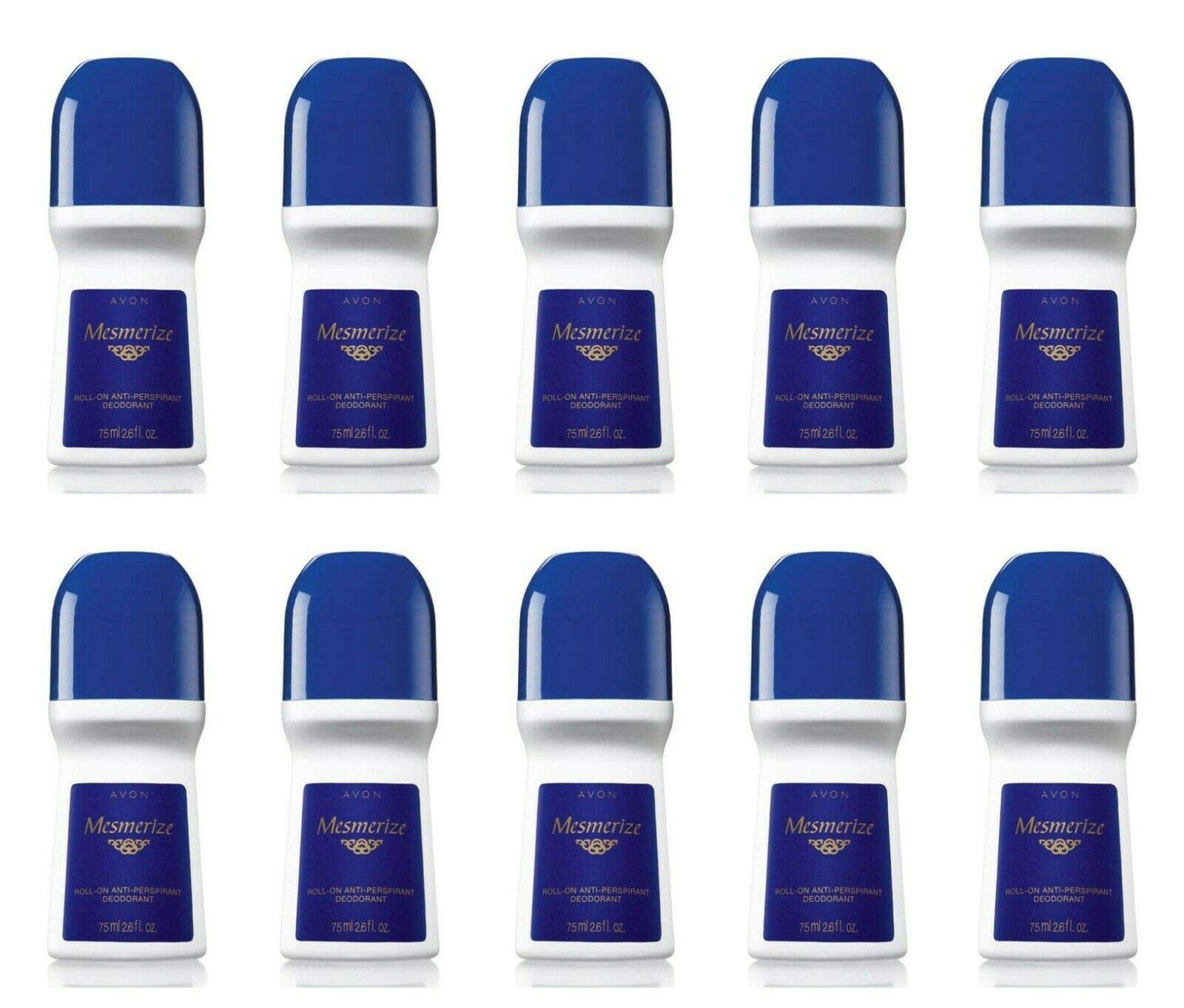Avon Mesmerize for Men roll-on deodorant bottle front view, 14-pack.