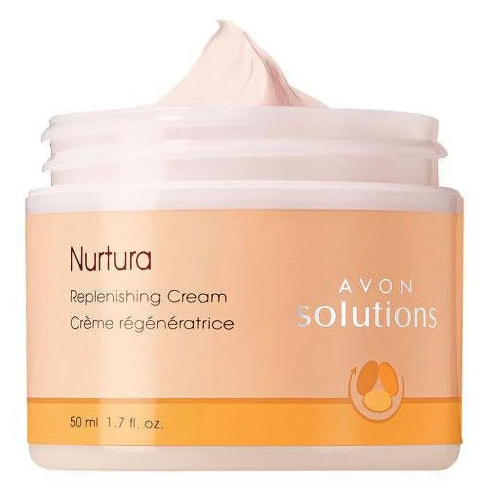 AVON Nurtura replenishing cream jar closeup for deep hydration and subtle glow