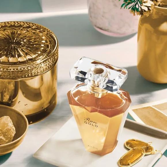 AVON Rare Gold ylang-ylang bloom hints at tropical floral depth and smoothness.