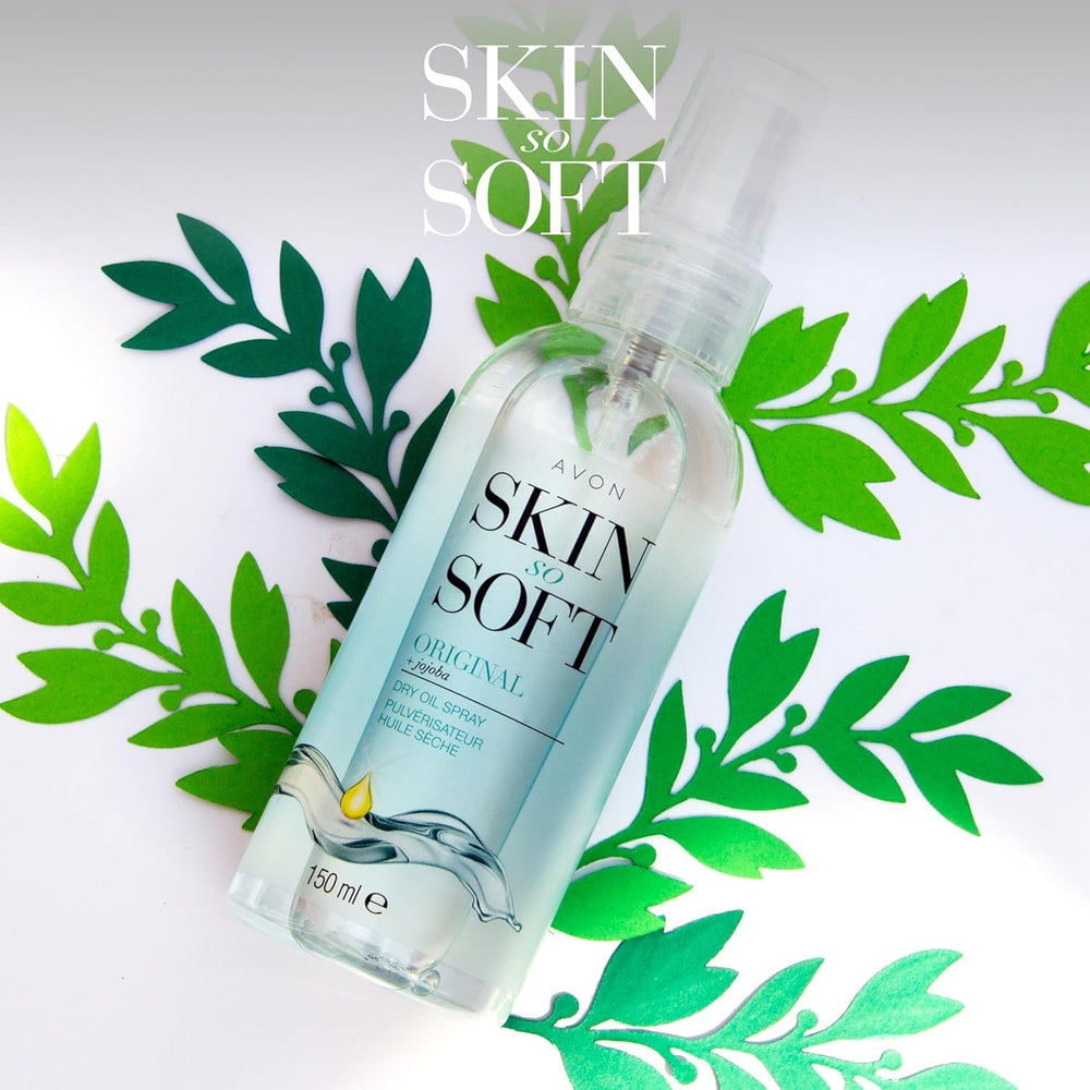 AVON Skin So Soft jojoba oil highlights natural moisturizing properties for skin.