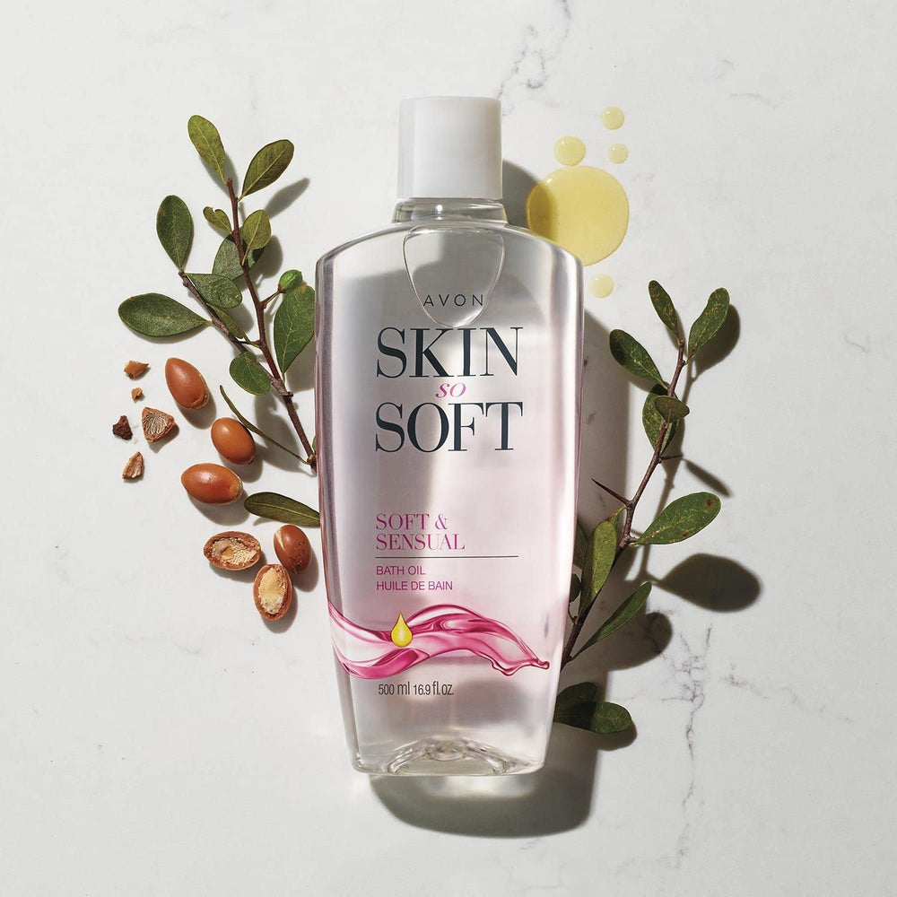AVON Skin So Soft leave-on moisturizer demonstrates versatile care after bath or shower.
