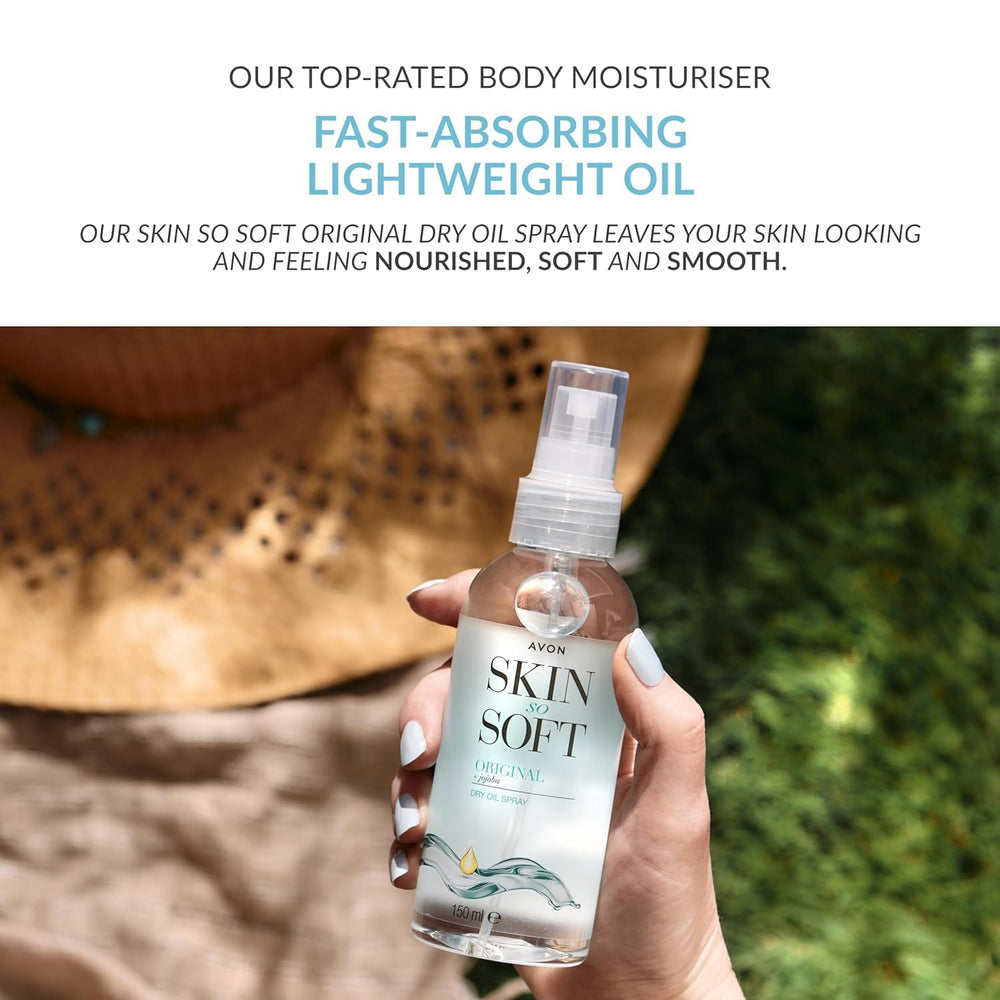 AVON Skin So Soft dry oil texture on skin leaves a smooth, non-sticky feel.