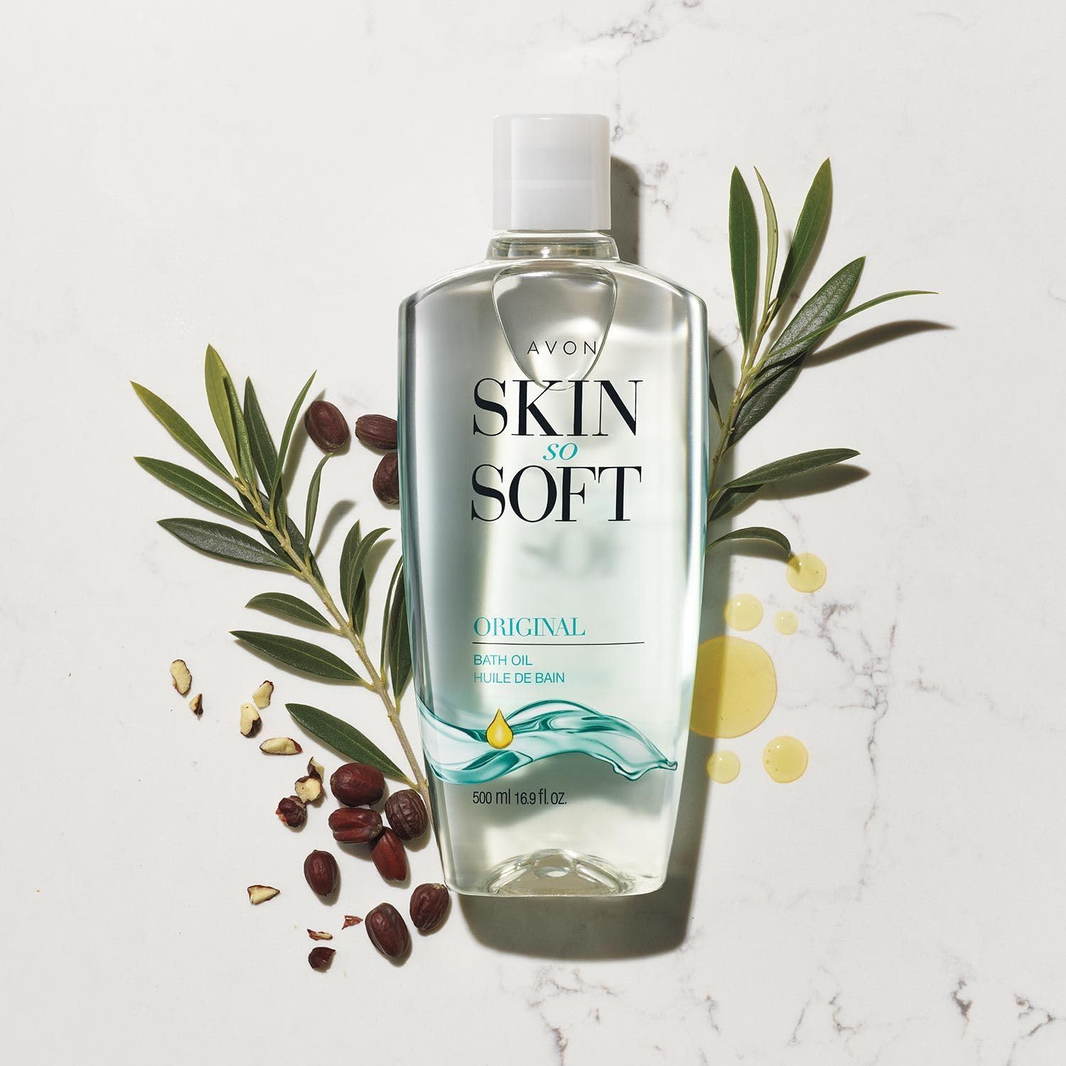 AVON Skin So Soft Original Bath Oil fragrance-closeup hints refreshing herbal scent