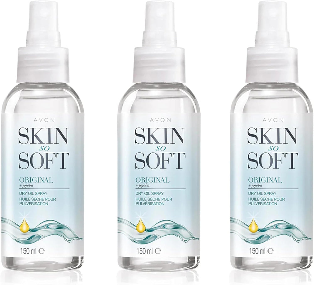 AVON Skin So Soft triple-pack image emphasizes value and consistent daily moisture.
