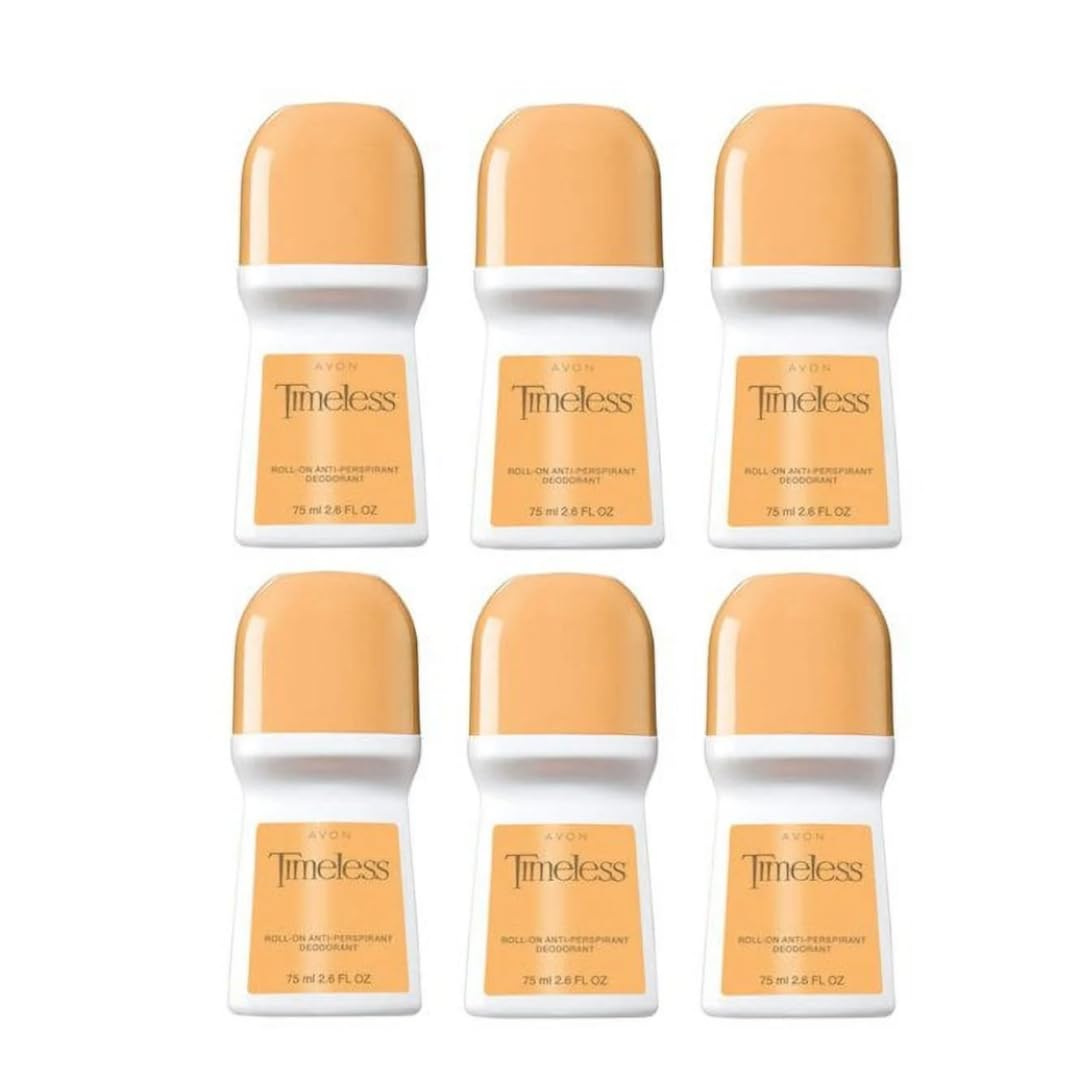 Avon Timeless roll-on deodorant bottle delivering all-day odor protection and refreshing scent.