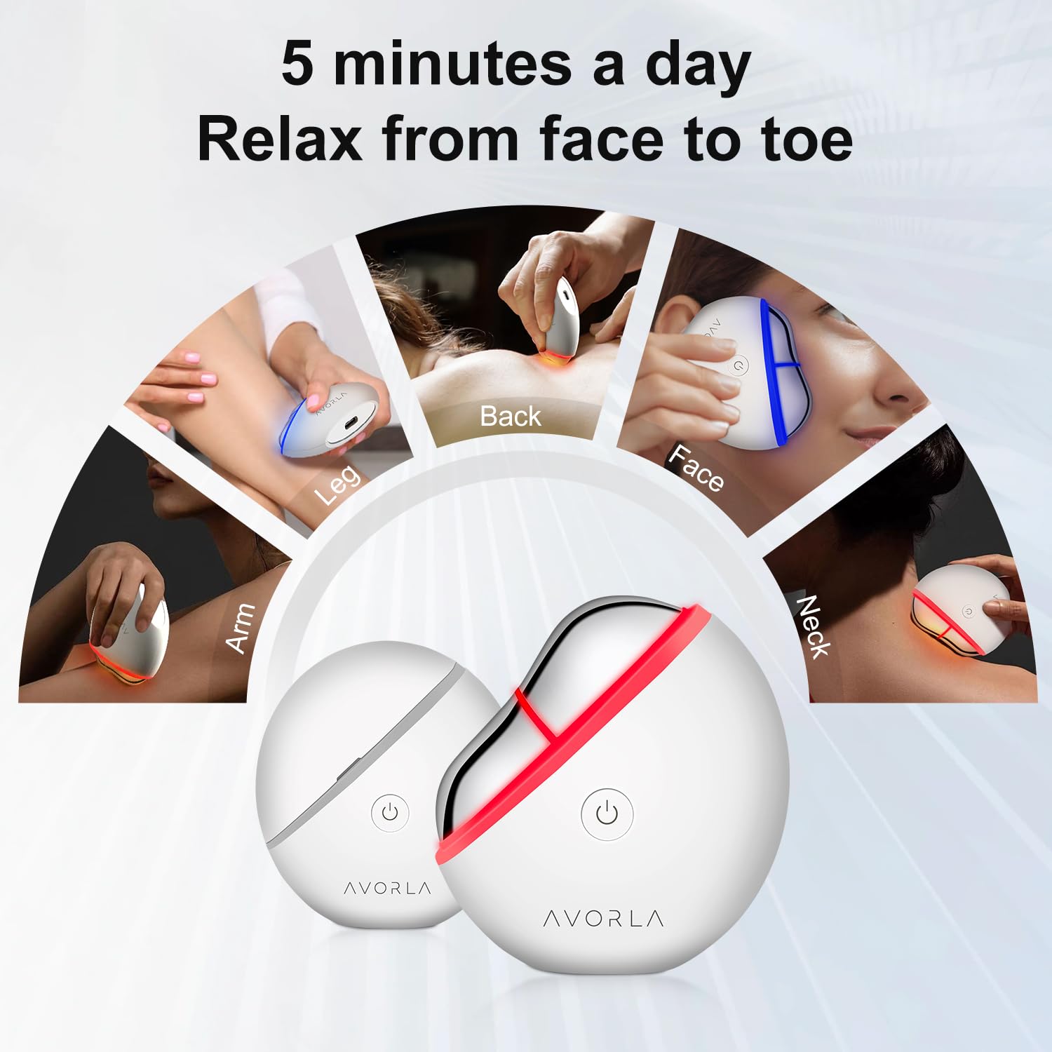 Avorla LED Gua Sha Tool rechargeable design keeps you powered for on-the-go routines.