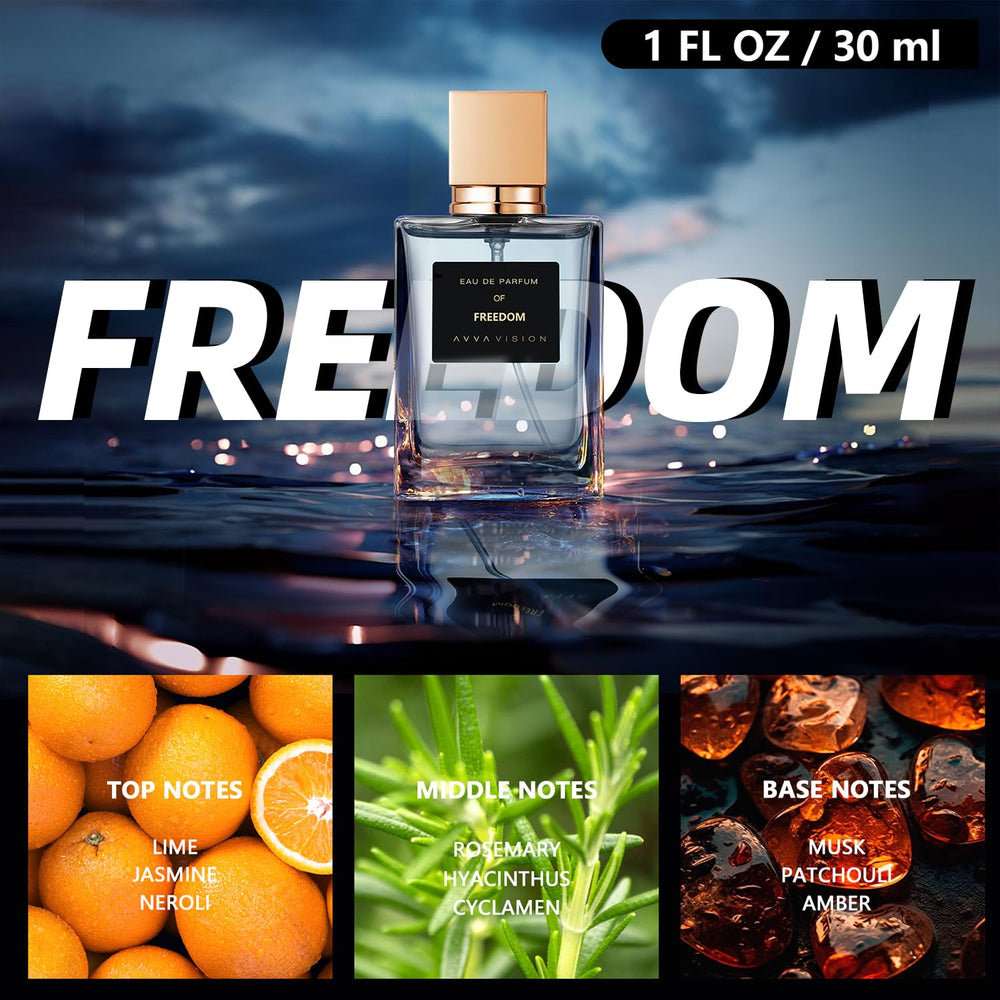 AVVA VISION four-scent bottle collection, versatile fragrances for work or weekend