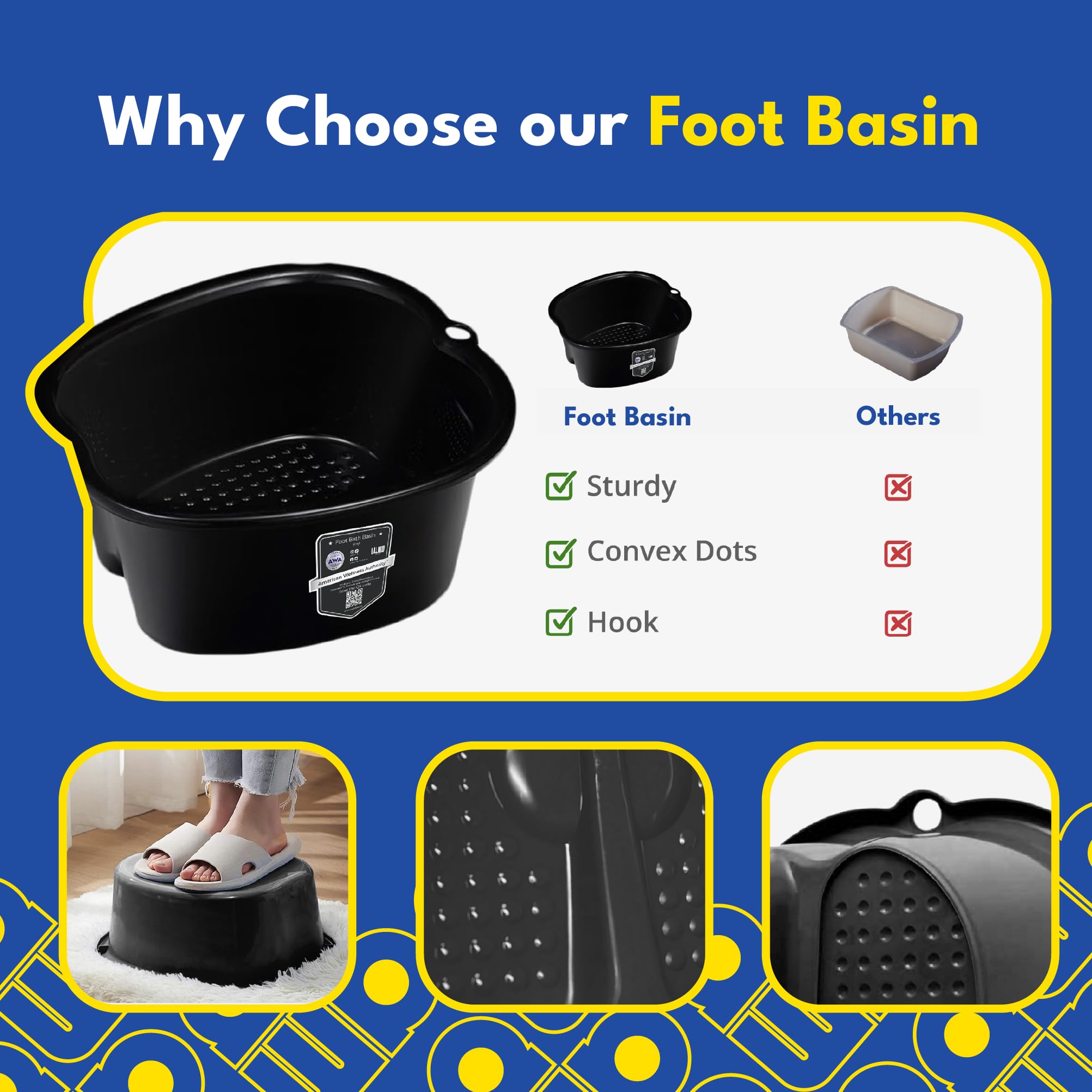 AWA foot bath basin premium durability and stylish design enhance at-home spa experiences.
