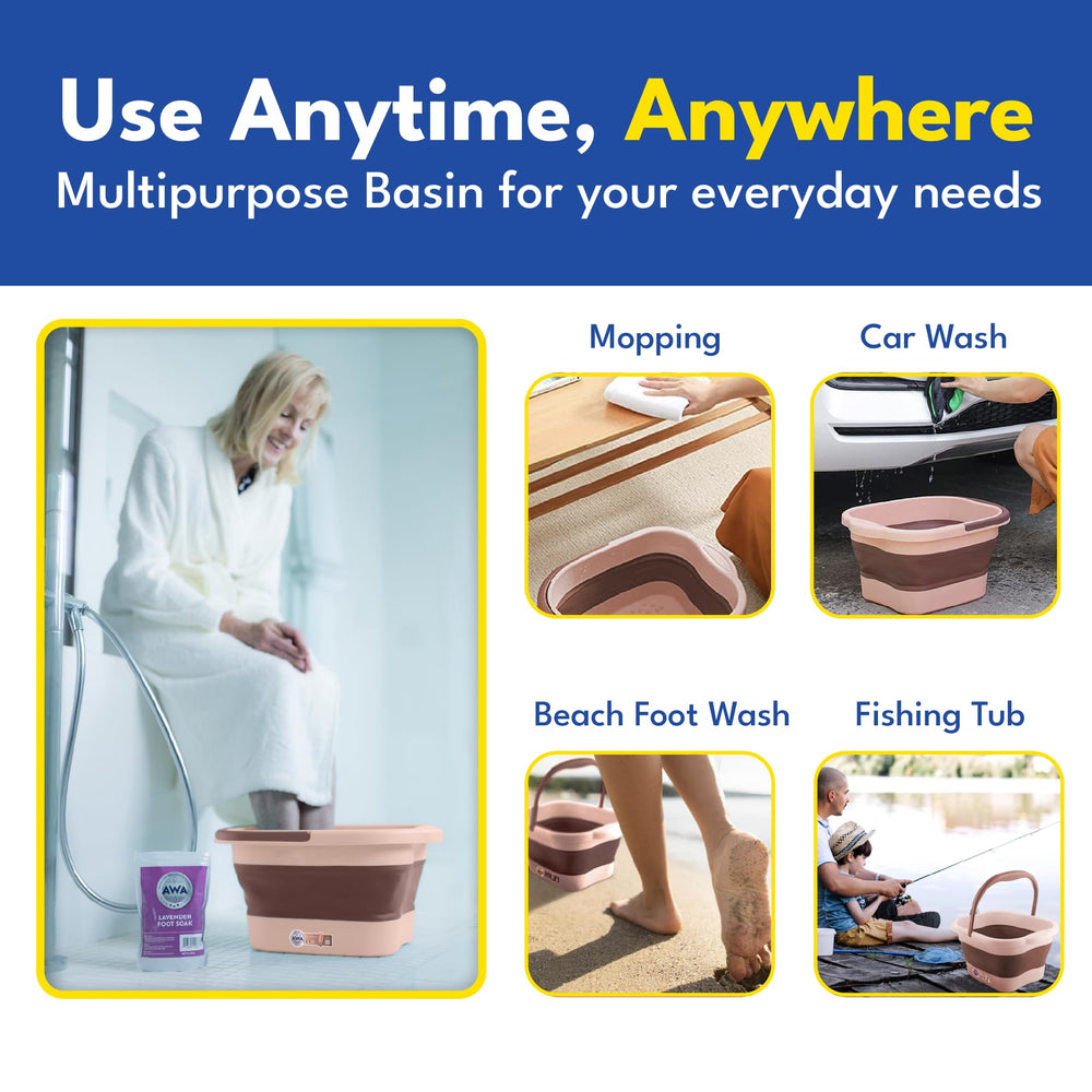 AWA Foot Soaking Tub pink acupressure points highlight foot relief features.
