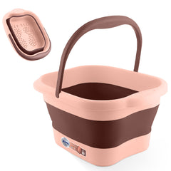 AWA Foot Soaking Tub pink collapsible side view shows sturdy design for home spa use.