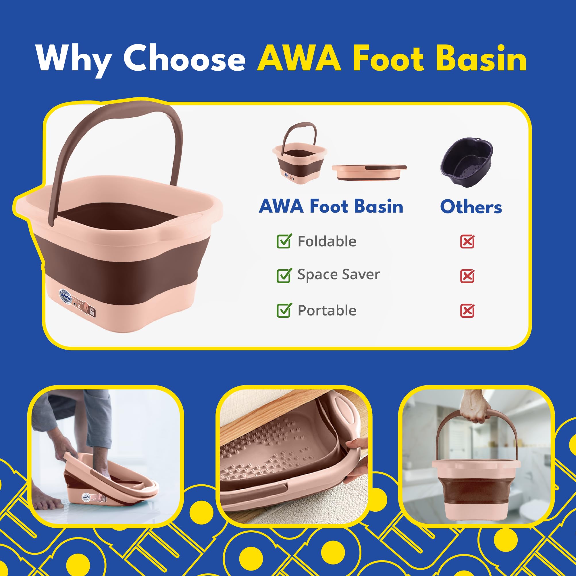 AWA Foot Soaking Tub pink multiuse bucket for home cleaning or washing.