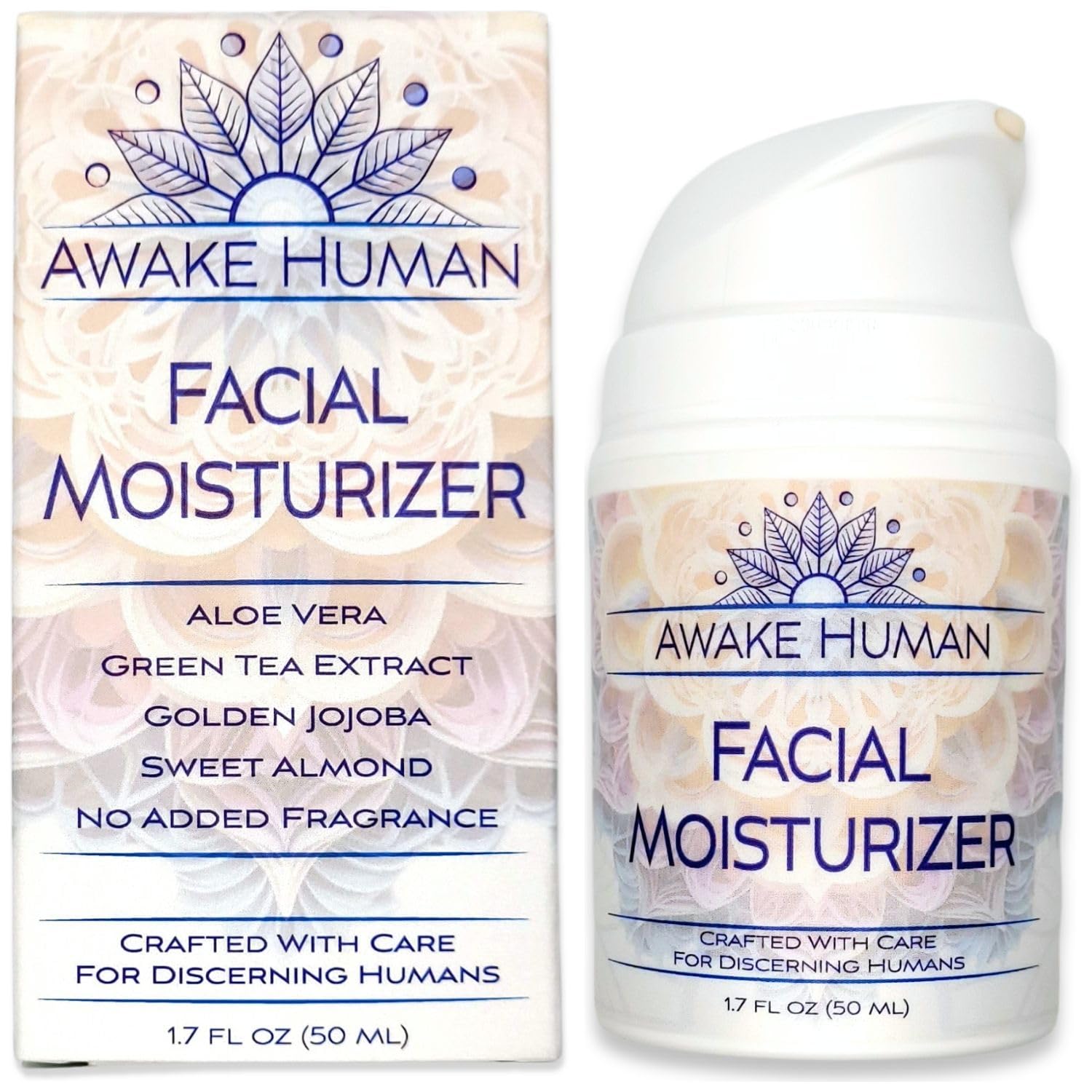 Awake Human natural face moisturizer jar closeup showing rich hydration for dry skin