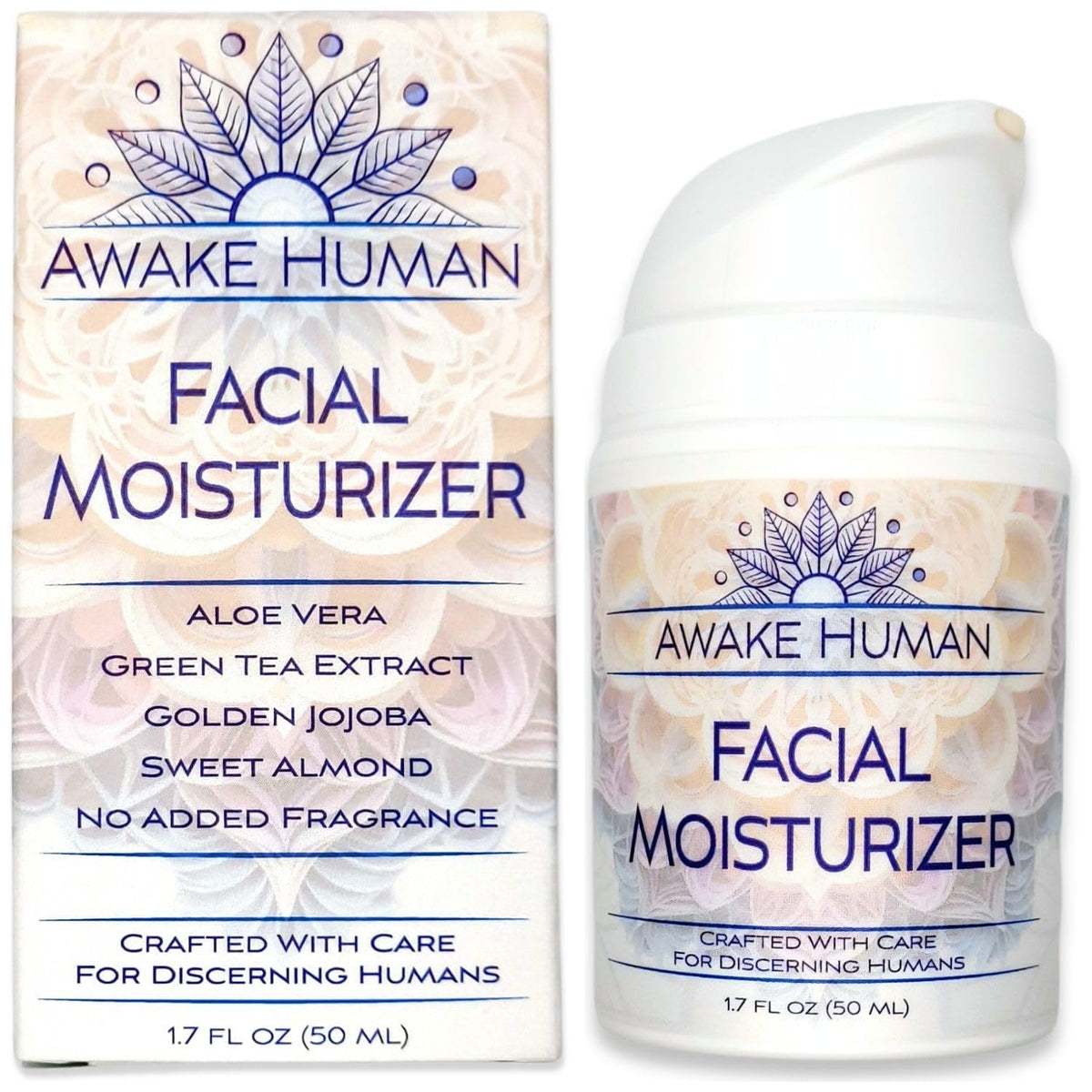 Awake Human natural face moisturizer jar closeup showing rich hydration for dry skin