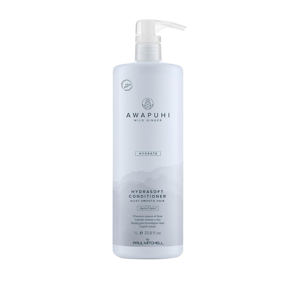 Awapuhi Wild Ginger HydraSoft conditioner bottle pour shows easy application and instant hydration.