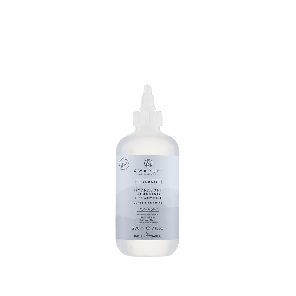 Awapuhi Wild Ginger HydraSoft glossing bottle pouring for instant shine