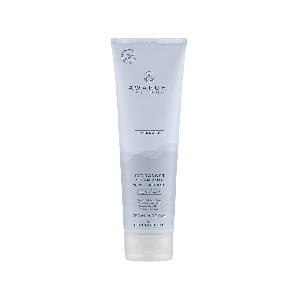 Awapuhi Wild Ginger HydraSoft Shampoo bottle shows color-safe hydration.