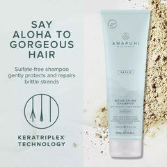 Awapuhi Wild Ginger Nourishing Shampoo color-protection image implies balanced moisture and shine.