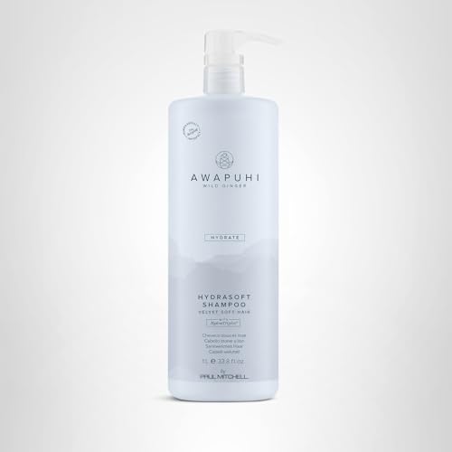 Awapuhi Wild Ginger HydraSoft Shampoo hydrates damp strands reducing frizz.