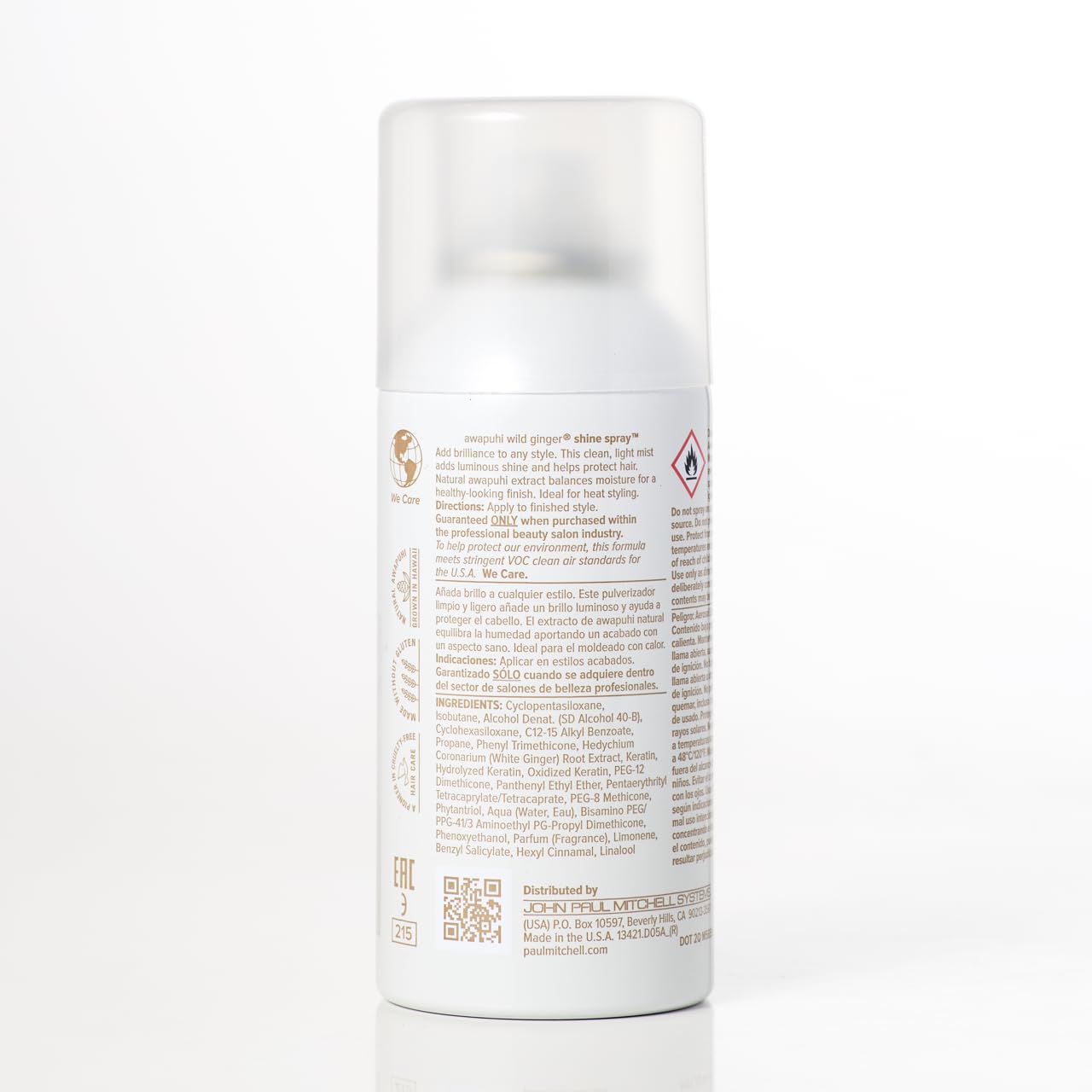 Awapuhi Wild Ginger Shine Spray helps protect against heat styling.