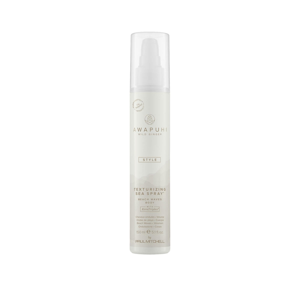Awapuhi Wild Ginger Texturizing Sea Spray bottle for beachy waves and texture.
