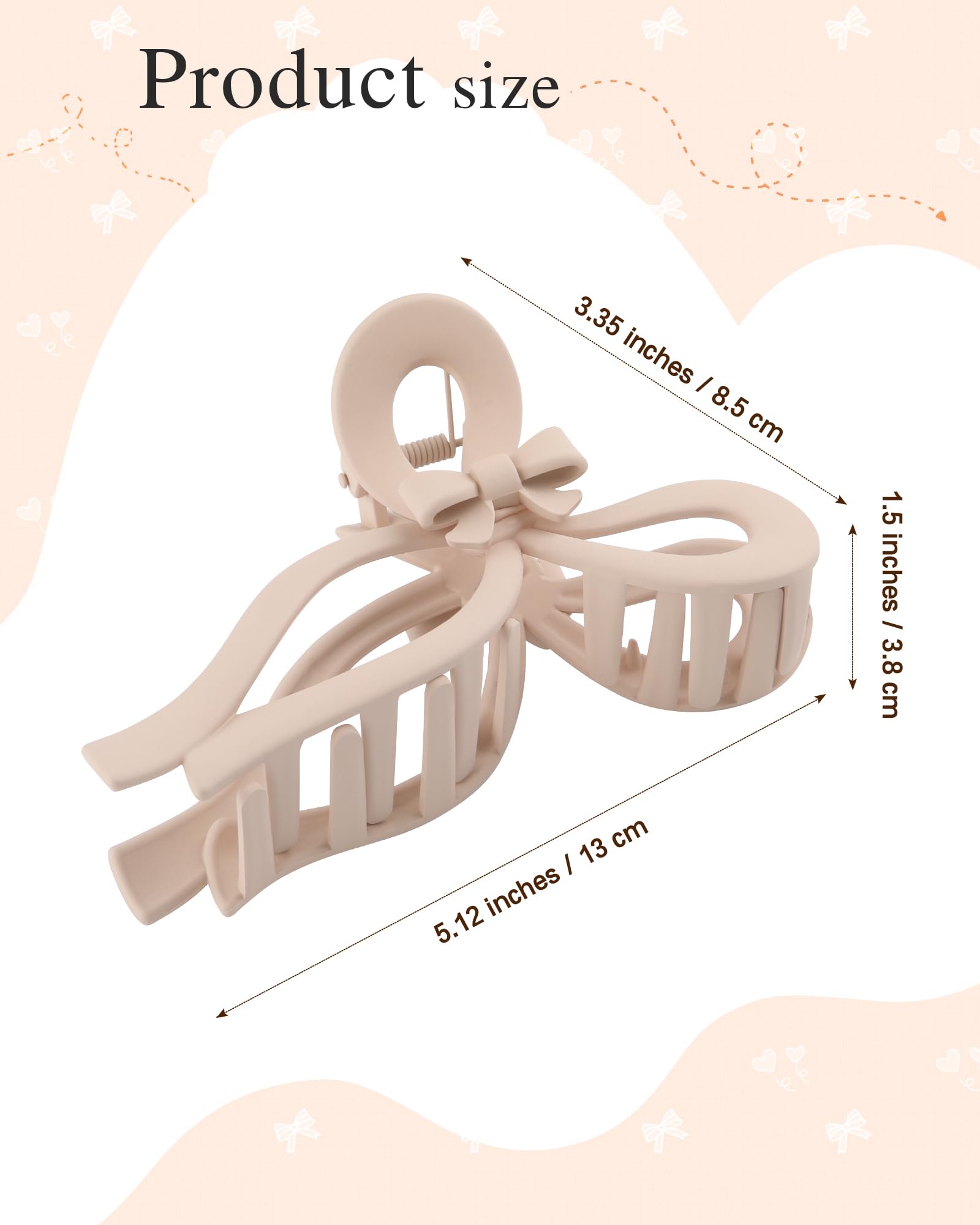 AWAYTR khaki bow clip adds casual chic with strong grip for long hair.