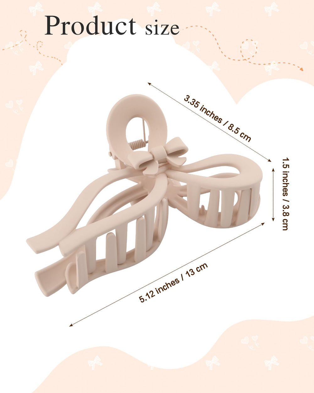 AWAYTR khaki bow clip adds casual chic with strong grip for long hair.