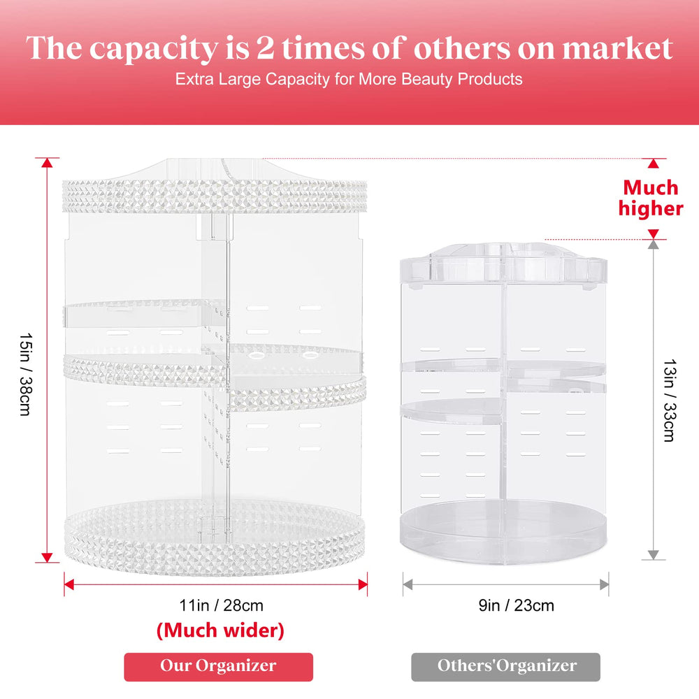 Awenia makeup organizer with 7 adjustable layers to fit varied cosmetics