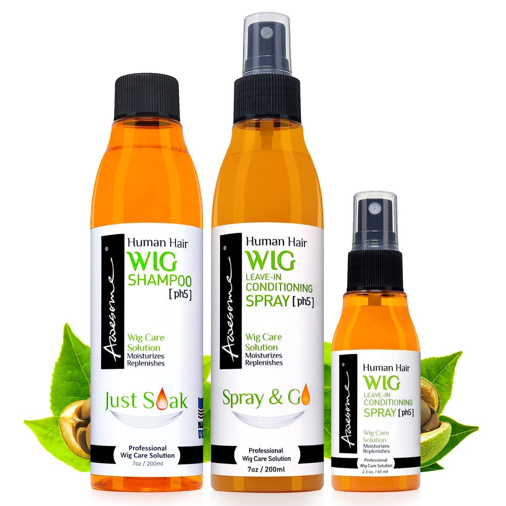 Awesome human hair wig shampoo bottle highlights gentle cleansing for smooth, tangle-free wigs.