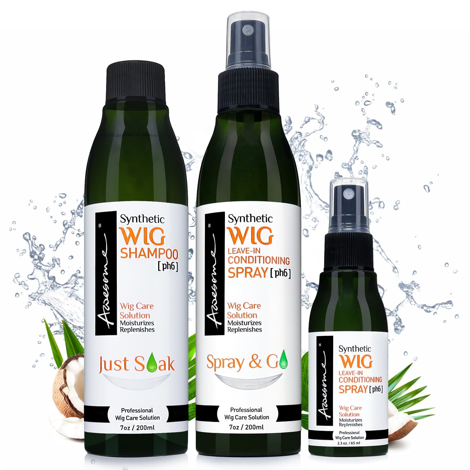 Awesome synthetic wig shampoo bottle highlights detangling-friendly formula for synthetic fibers