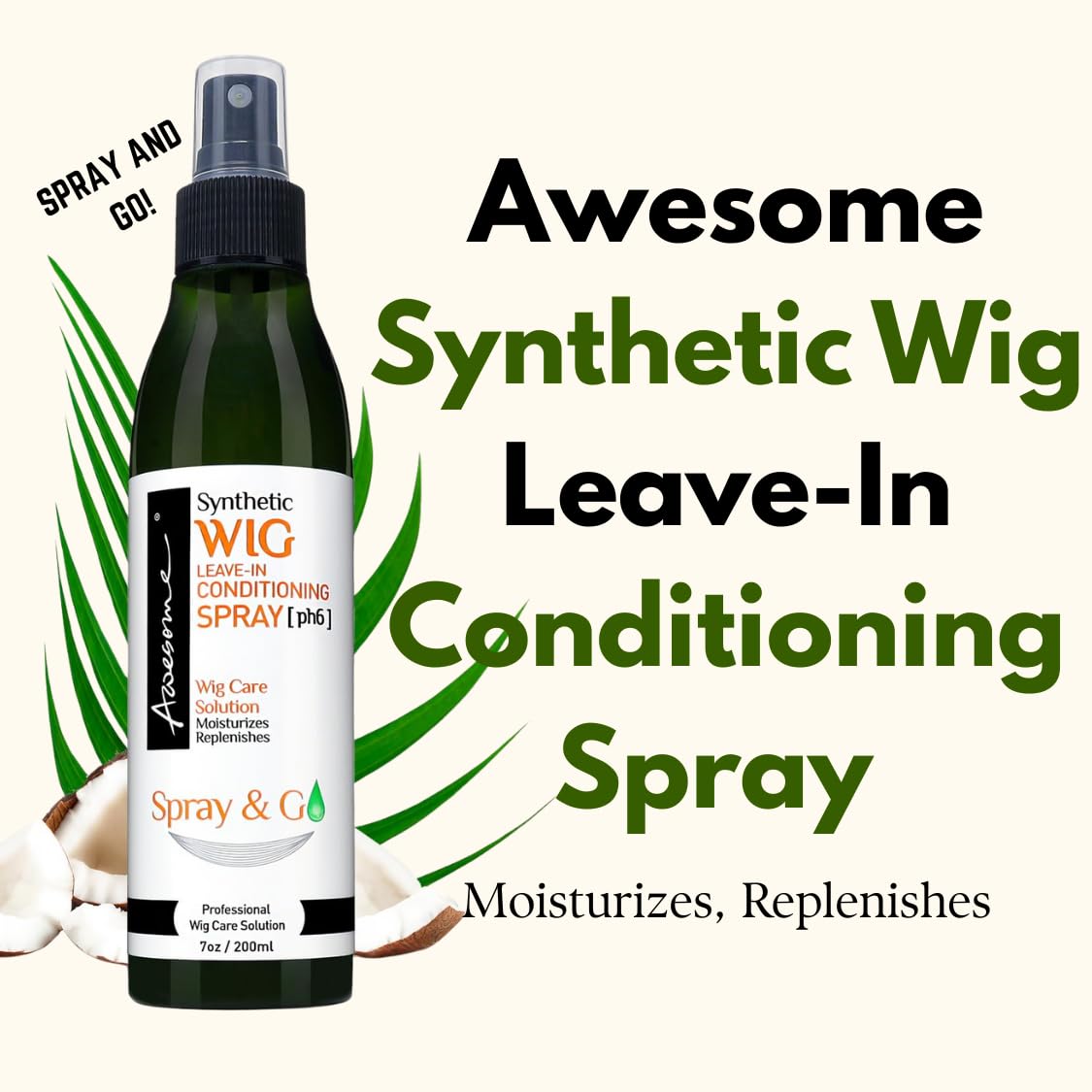 Awesome wig-care spray application closeup shows even mist on synthetic wig.