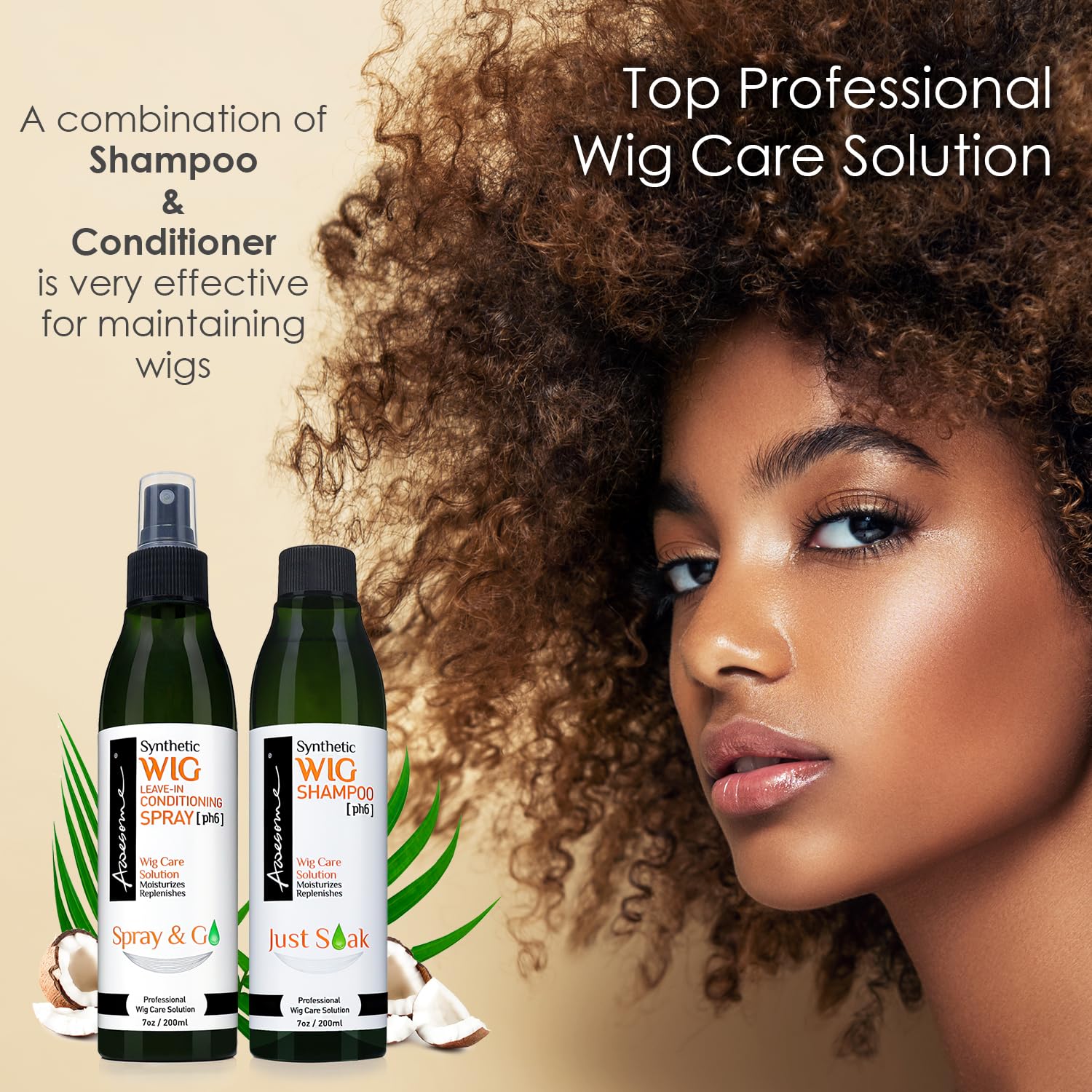 Awesome Wig Shampoo shields wig from heat damage during styling