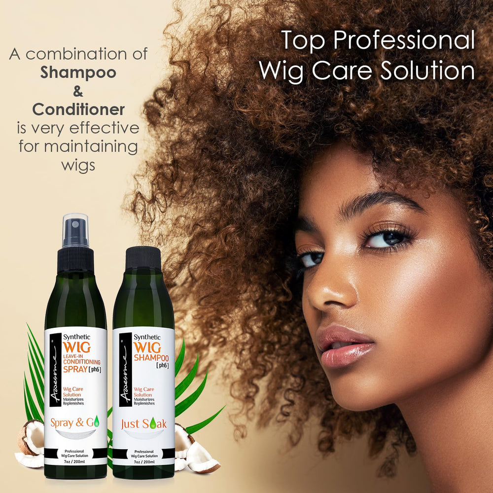 Awesome Wig Shampoo shields wig from heat damage during styling
