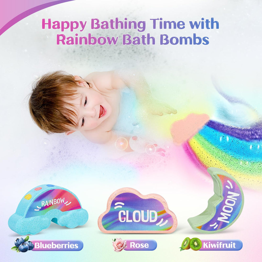 AWKUWA Rainbow Bath Bombs unpacked reveals shapes and rainbow cores