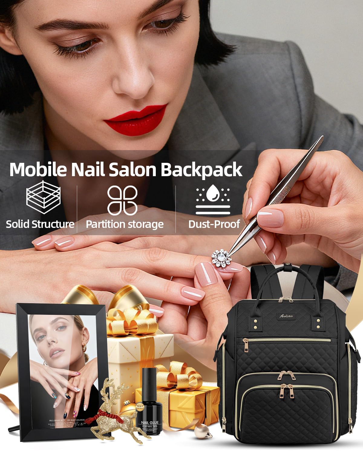 Awlcaw travel-ready bag with luggage strap supports easy airport transport.