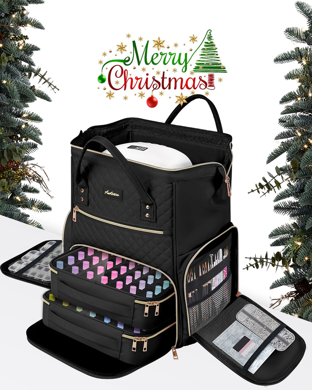 Awlcaw nail polish organizer two-drawer storage keeping bottles neatly separated.