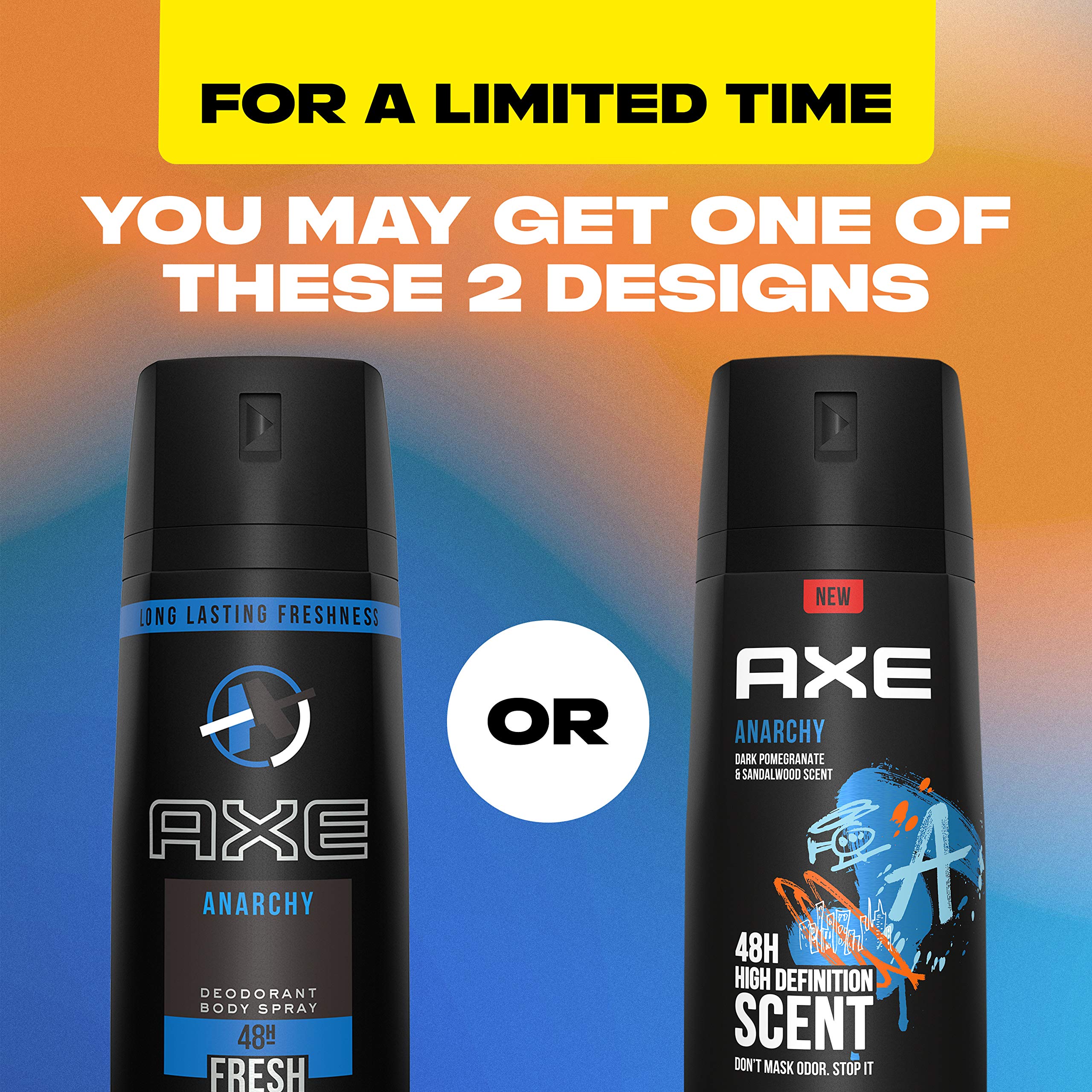 AXE Anarchy 48-hour odor protection visible on the can label.