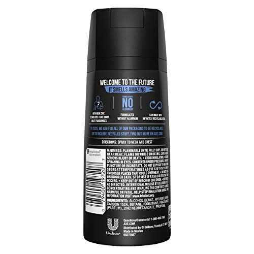 AXE Anarchy spray action on chest delivering lasting fragrance.