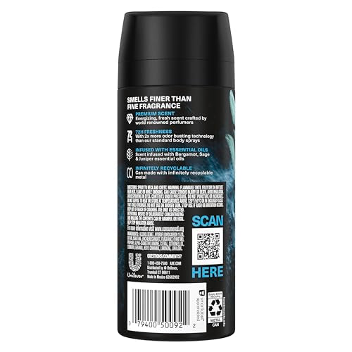 AXE Aqua Bergamot premium deodorant spray application highlights quick refresh between activities.