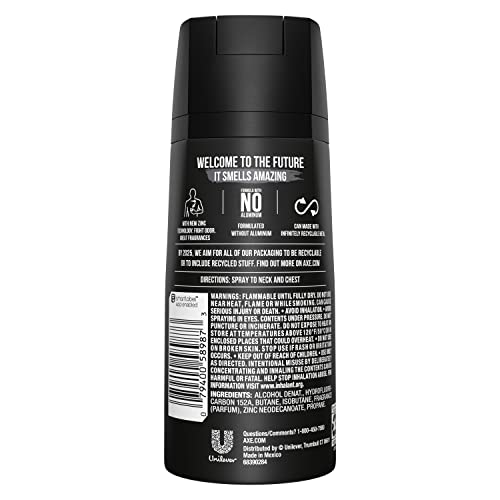 AXE Black bottle close-up demonstrates spray application for quick use
