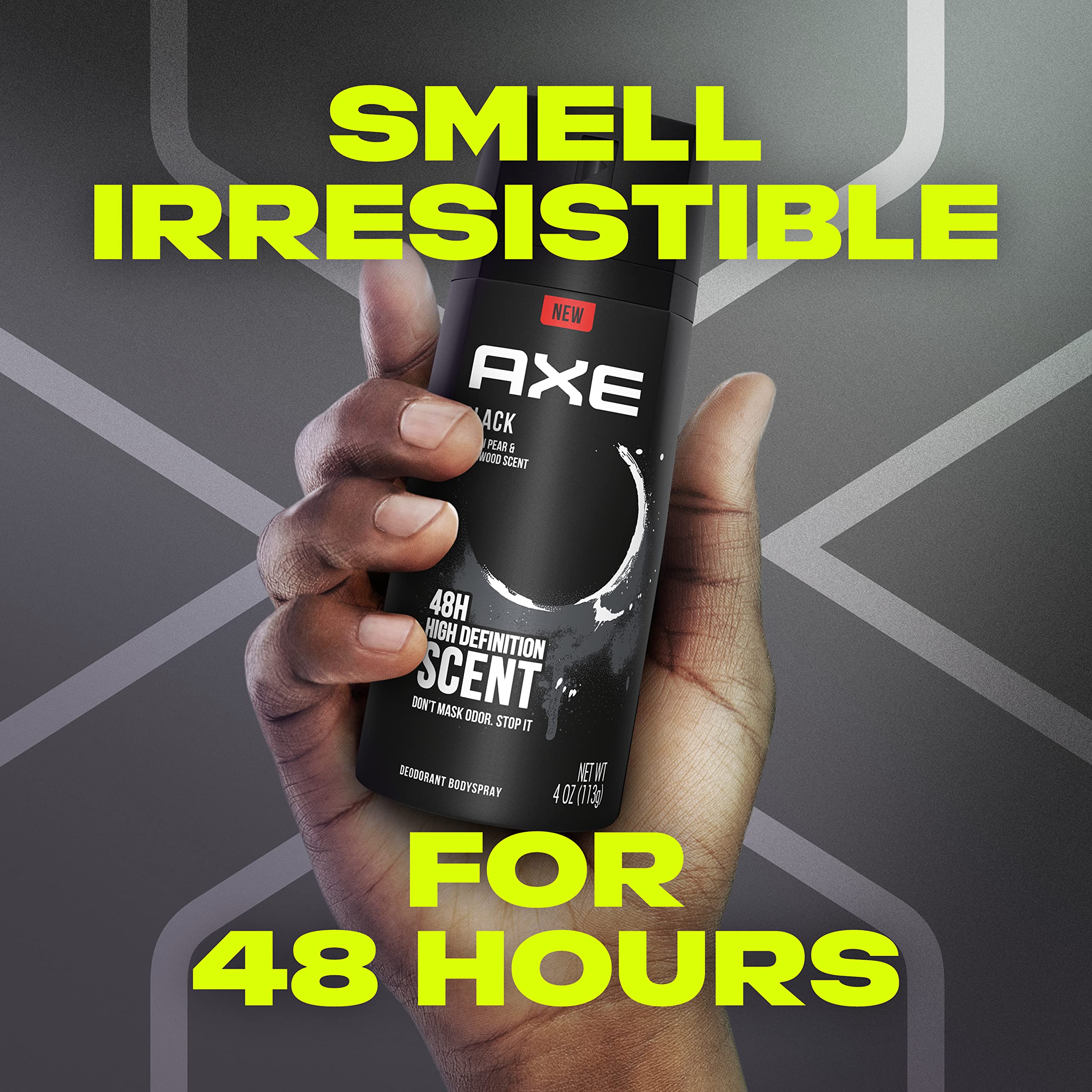 AXE Black deodorant bottle on shelf showing compact 4oz size