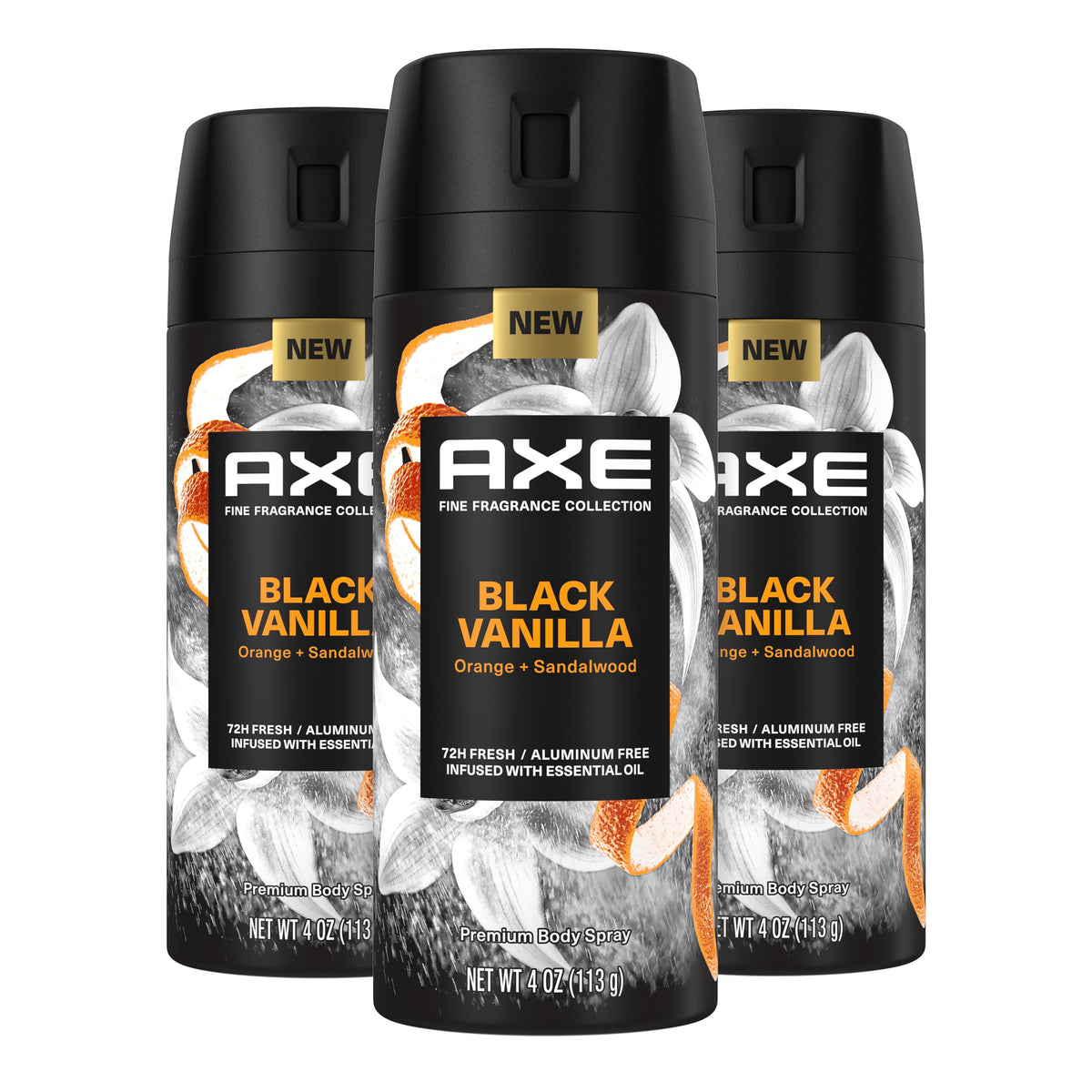 AXE Black Vanilla bottle with orange and sandalwood notes for daily freshness