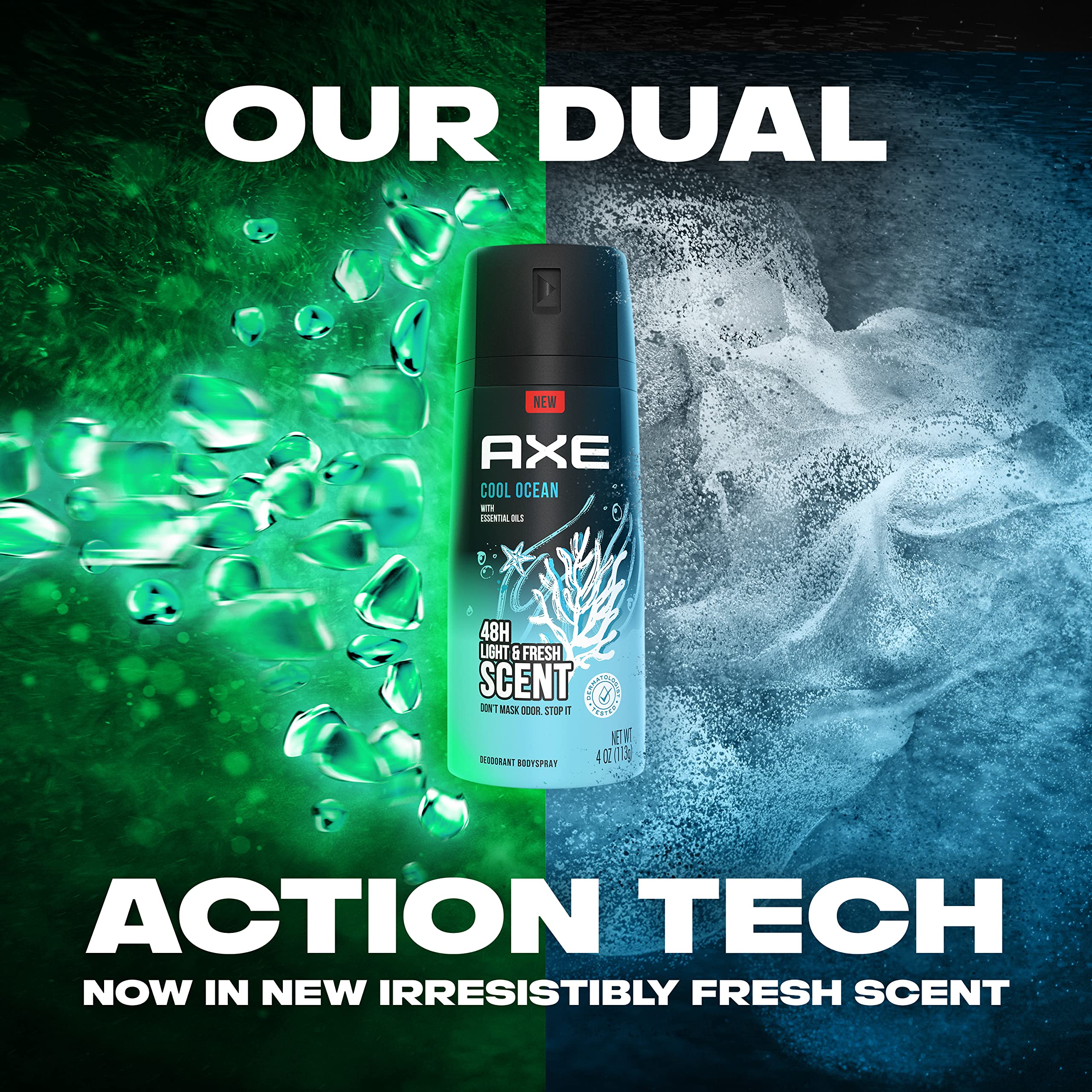AXE Body spray application demonstrates twist-and-spray method.