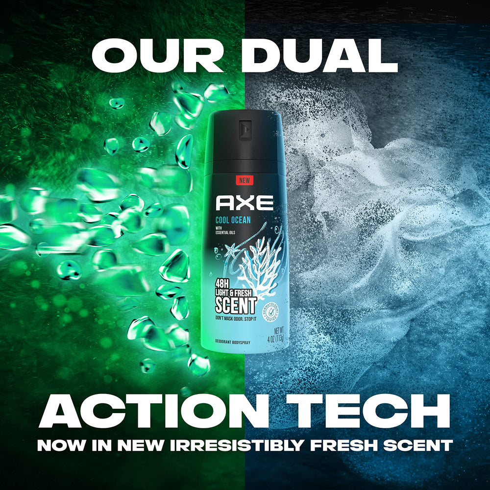 AXE Body spray application demonstrates twist-and-spray method.