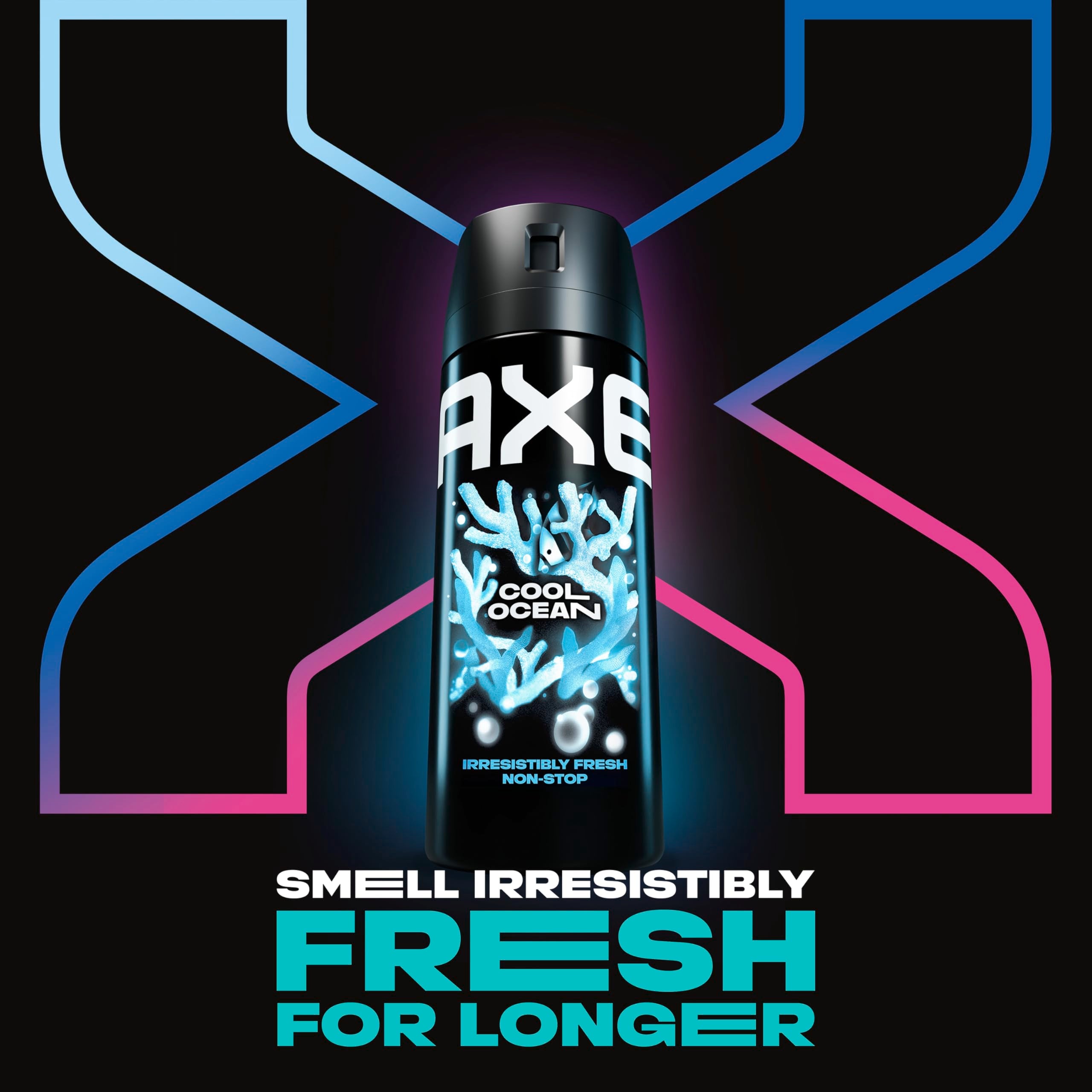 AXE Cool Ocean body spray mist in action provides long lasting freshness.
