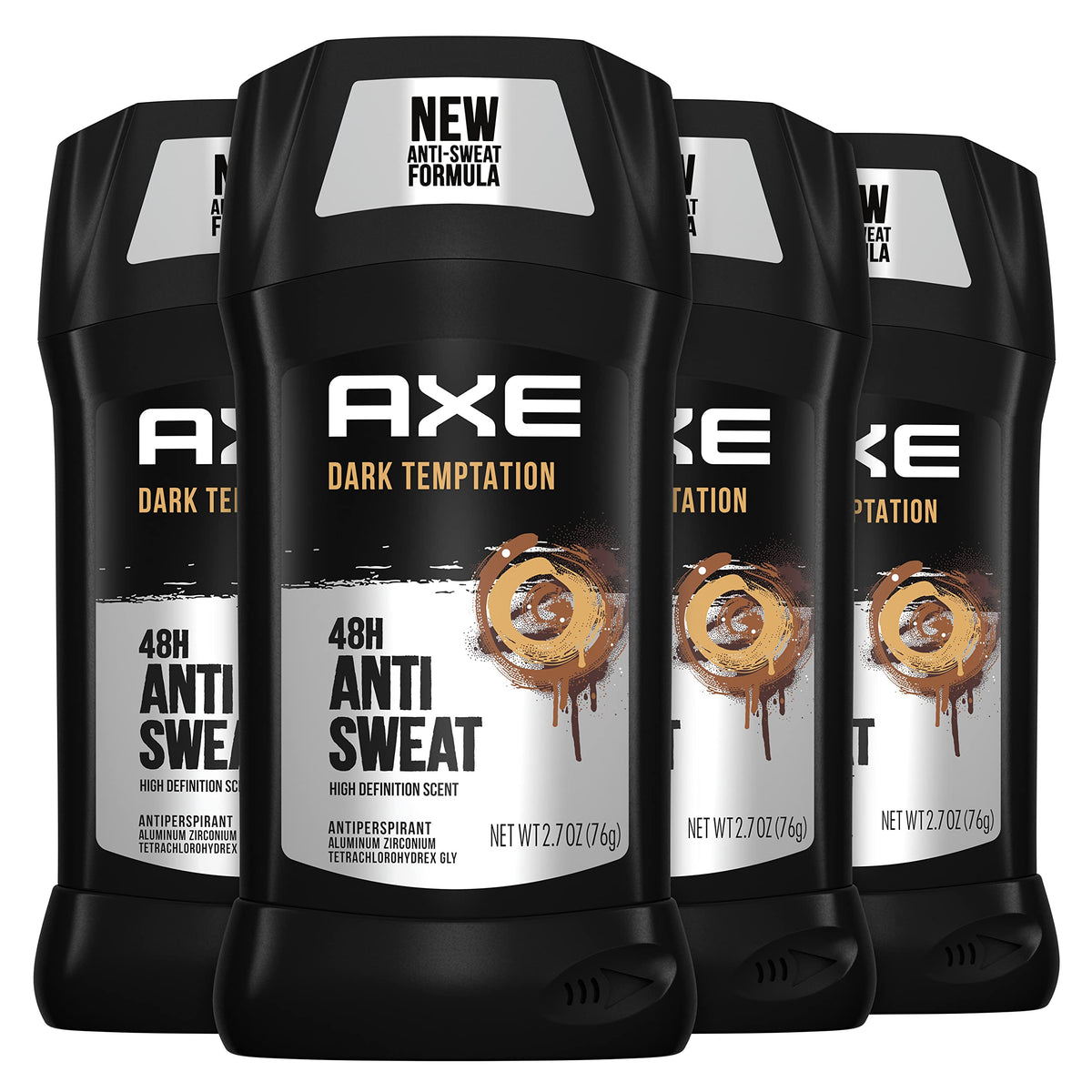 AXE Dark Temptation antiperspirant stick packaging close-up with sleek design